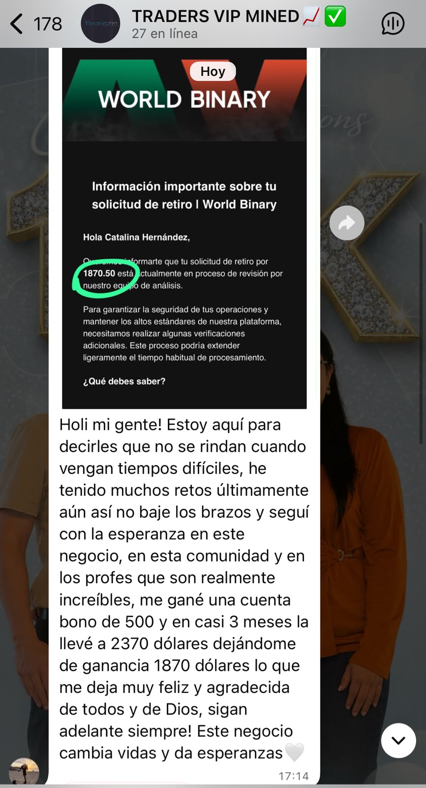 Resultado Catalina Retiro $1870 USD